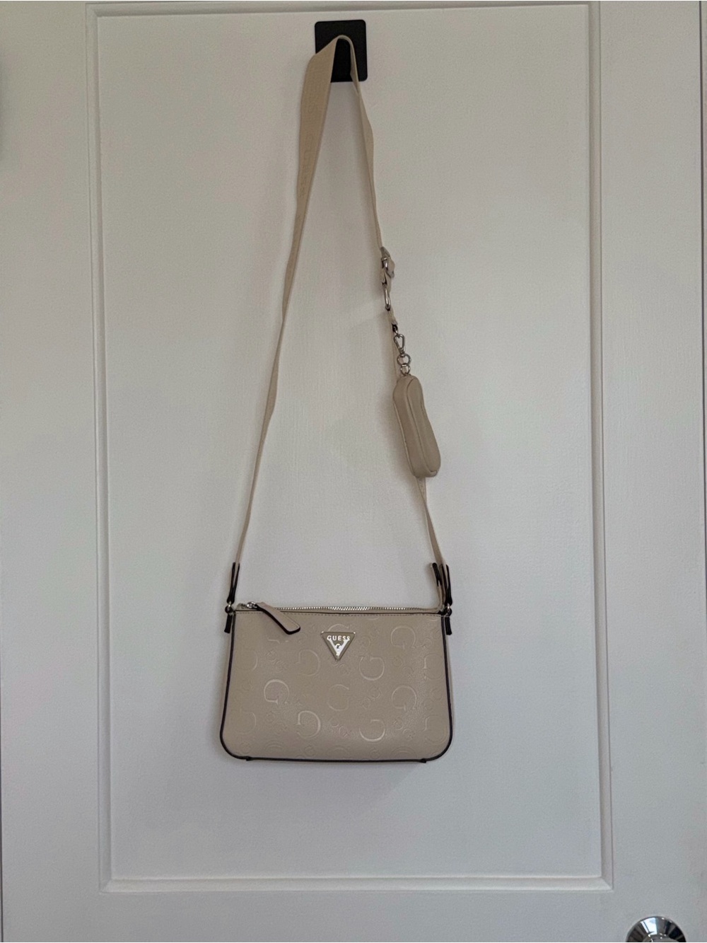 Guess Cream Quilted Crossbody Bag with Adjustable Strap